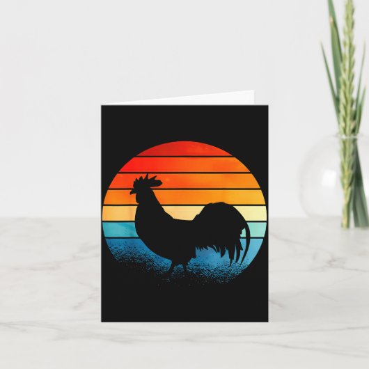 Retro Sunset Rooster Chicken Lover Kaart (Voorkant)
