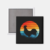 Retro Sunset Rooster Chicken Lover Magneet (Voorkant / Achterkant)