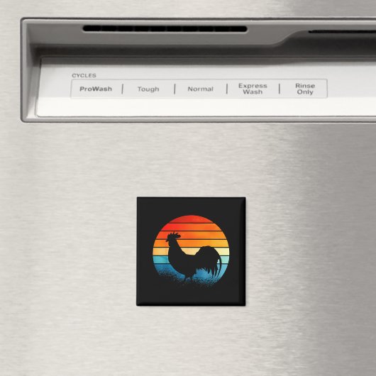 Retro Sunset Rooster Chicken Lover Magneet (Insitu (Vaatwasser))