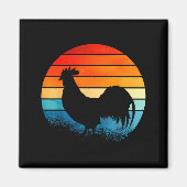 Retro Sunset Rooster Chicken Lover Magneet (Voorkant)