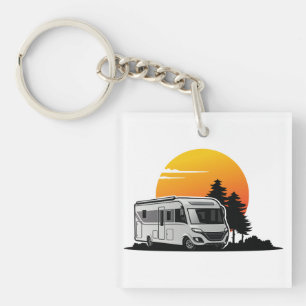Retro Sunset RV Motorhome Owner Gift, motorhome Ca Sleutelhanger