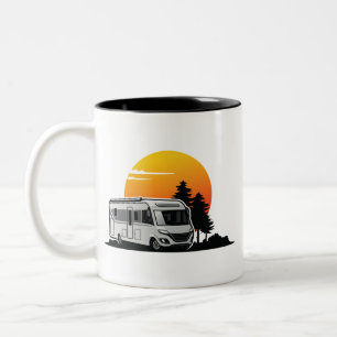 Retro Sunset RV Motorhome Owner Gift, motorhome Ca Tweekleurige Koffiemok