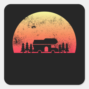 Retro Sunset RV - Motorhome Owner Gift Vierkante Sticker