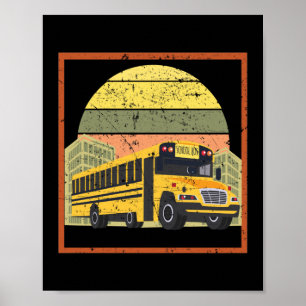 Retro  Sunset School Bus Driver Poster