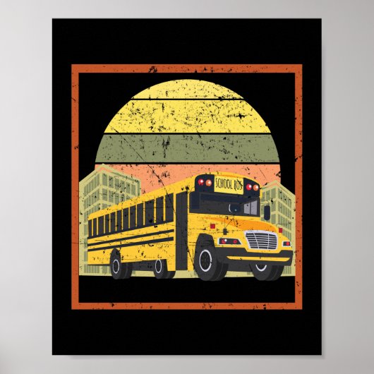 Retro  Sunset School Bus Driver Poster (Voorkant)