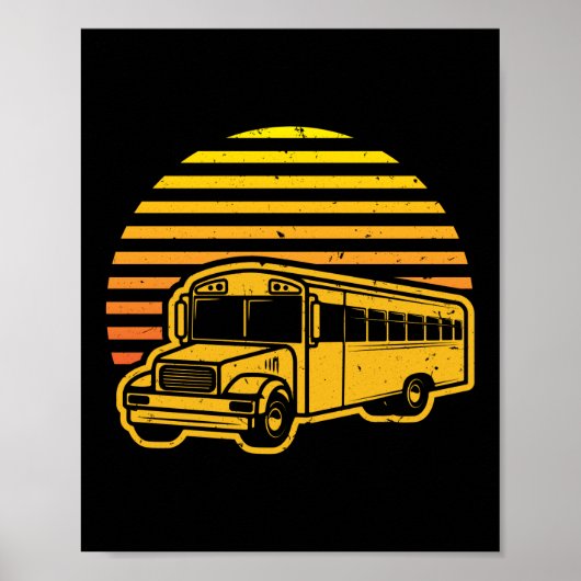 Retro Sunset School Bus Driver Poster (Voorkant)