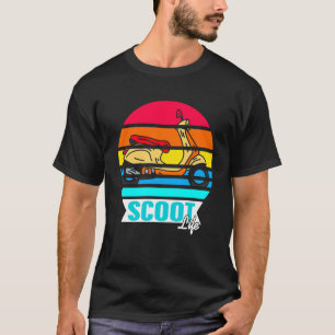 Retro Sunset Scooter Scoot Leven voor Tweewielige T-shirt