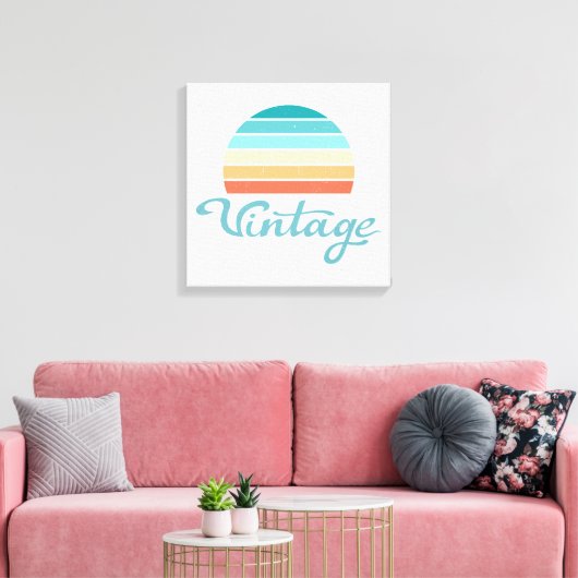 Retro Sunset+ script gestoord Canvas Afdruk (Insitu (Woonkamer))