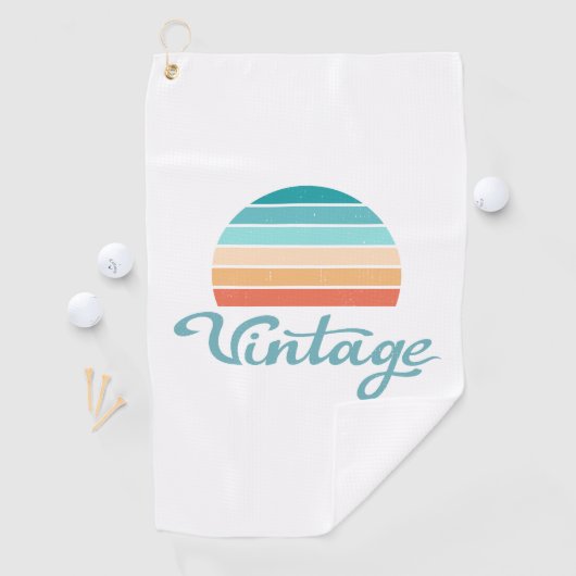 Retro Sunset+ script gestoord Golfhanddoek (Insitu)