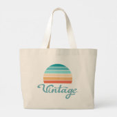 Retro Sunset+ script gestoord Grote Tote Bag (Achterkant)