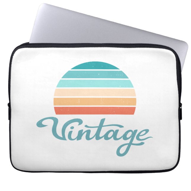 Retro Sunset+ script gestoord Laptop Sleeve (Voorkant)