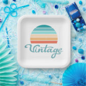 Retro Sunset+ script gestoord Papieren Bordje (Feest)