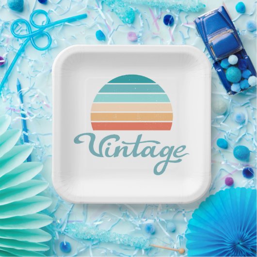 Retro Sunset+ script gestoord Papieren Bordje (Feest)