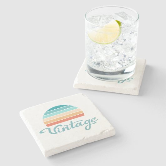 Retro Sunset+ script gestoord Stenen Onderzetter (Zijkant)