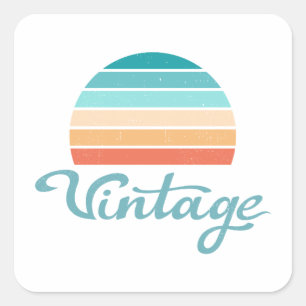 Retro Sunset+ script gestoord Vierkante Sticker