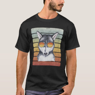 Retro Sunset Siberian Husky mama T-shirt
