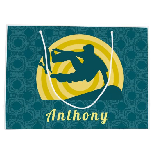 Retro Sunset Skateboarding Thema Aangepaste naam B Groot Cadeauzakje (Achterkant)