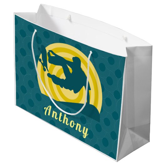 Retro Sunset Skateboarding Thema Aangepaste naam B Groot Cadeauzakje (Achterkant Gekanteld)