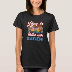 Retro Sunset Slogan met Longboarding T-shirt