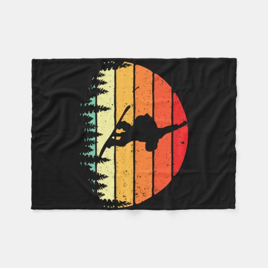 Retro Sunset Snowboarder - Snowboarden Wintersport Fleece Deken (Voorkant (Horizontaal))
