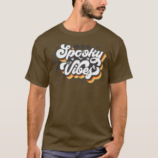 Retro Sunset Spooky Vibes Pumpkin Spooky Season Ha T-shirt