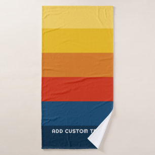 Retro Sunset Strepen met Eenvoudige Sans Serif Naa Badhanddoek