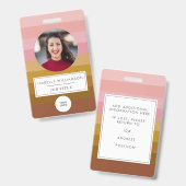 Retro Sunset Stripe Design Foto en aangepaste info Badge (Voor- en achterkant)