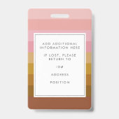 Retro Sunset Stripe Design Foto en aangepaste info Badge (Achterkant)