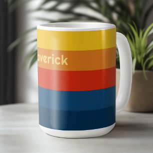 Retro Sunset Stripes met Simple Sans Serif Name Koffiemok