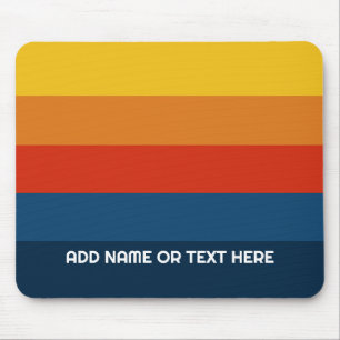 Retro Sunset Stripes met Simple Sans Serif Name Muismat