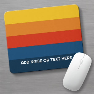Retro Sunset Stripes met Simple Sans Serif Name Muismat