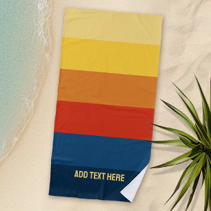 Retro Sunset Stripes met Simple Sans Serif Name Strandlaken