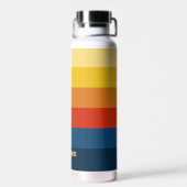 Retro Sunset Stripes met Simple Sans Serif Name Waterfles (Achterkant)