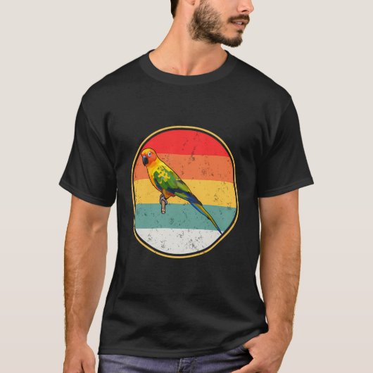 Retro Sunset Sun Conure Bird T-shirt (Voorkant)