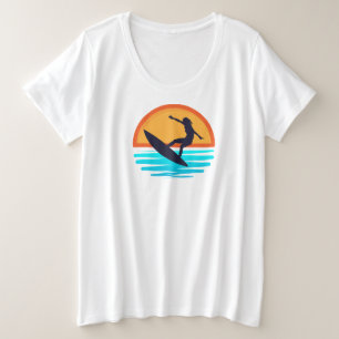 Retro Sunset Surfen _ Strandvibes Grote Maat T-shirt