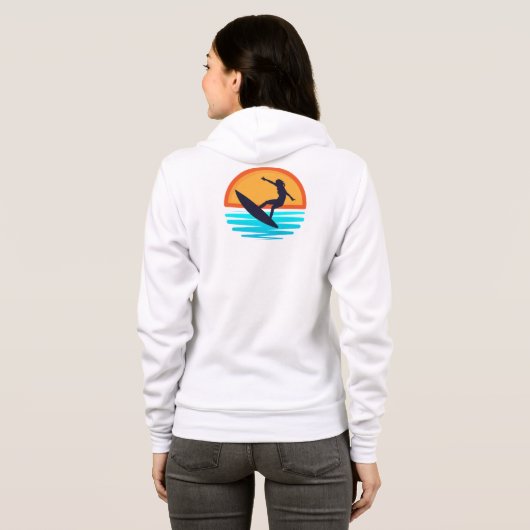 Retro Sunset Surfen _  Strandvibes Hoodie (Achterkant volledig)