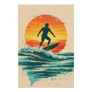 Retro Sunset Surfer – Vintage Surf Art Poster Perfect Poster