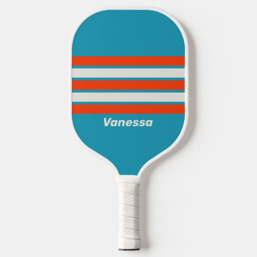 Retro Sunset Tide Rush Over Striping Met Naam Pickleball Paddle (Voorkant)