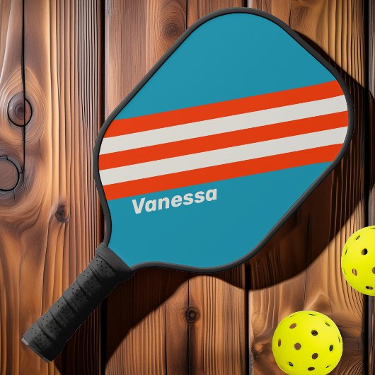 Retro Sunset Tide Rush Stripes met naam Pickleball Paddle