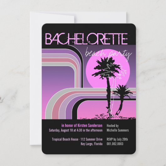 Retro Sunset Tropical Palm Tree Bachelorette Kaart (Voorkant)