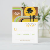 Retro Sunset Tropical Palm Trees Wedes Carte RSVP (Debout devant)