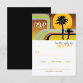 Retro Sunset Tropical Palm Trees Wedes Carte RSVP (Devant / Derrière)