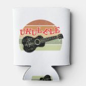 Retro Sunset Ukulele Distress Tekening Blikjeskoeler (Achterkant)