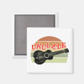 Retro Sunset Ukulele Distress Tekening Magneet (Voorkant / Achterkant)