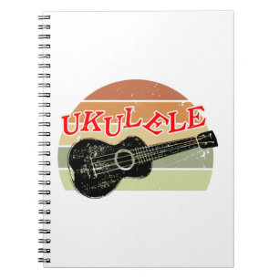 Retro Sunset Ukulele Distress Tekening Notitieboek