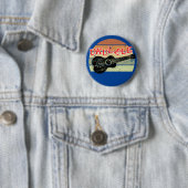 Retro Sunset Ukulele Distressed Drawing Blue Ronde Button 5,7 Cm (In situ)