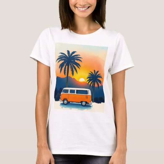 Retro Sunset Van Life  T-shirt (Voorkant)