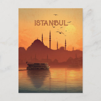 Retro Sunset View Istanbul Turkiye Travel Briefkaart