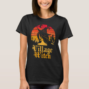 Retro Sunset Village Witch T-shirt