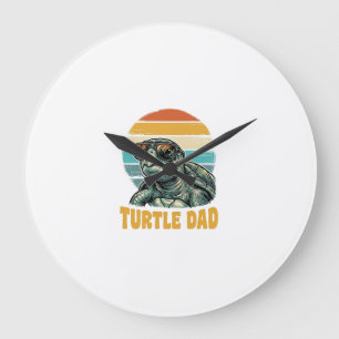 Retro Sunset Vintage Gravure Vector D Schildpad Va Grote Klok